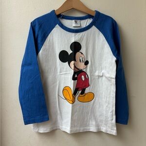 Disney X June + Grey | Mickey Mouse Blue and White Raglan Tee